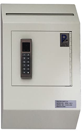 Protex Safe Drop Box Security Lock Box (WDB-110E),Heavy Duty,Piano Hinge, Secure suggestions, ballots, Mail, Money, Rent Checks and More, Digital Electronic Lock, Off White