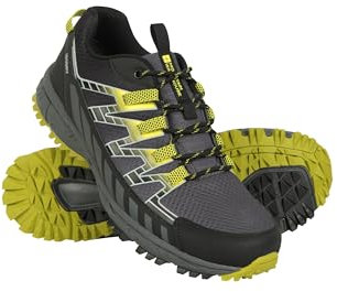Mountain Warehouse Enhance Mens Waterproof Trail Running Shoes - Breathable, Soft, Comfortable & Durable Sneakers - for Spring Summer, Walking & Outdoors Grey Adult Shoe Size 8