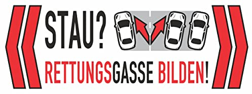 carstyling XXL Aufkleber 'Stau? RETTUNGSGASSE BILDEN!' 40 x 107 mm