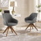 Zouron Chaise De Salle à Manger avec Pieds en Bois Lot De 2, Chaise De Bureau Pivotante, Chaises de Cuisine, Fauteuil De Salon avec Accoudoirs, pour Bureau, Chambre,Gris