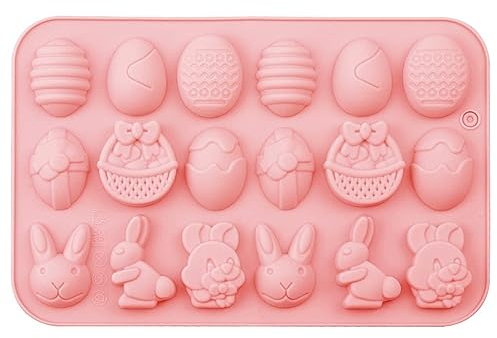 Jagowa Easter Egg Silicone Moulds - Bunny Rabbit & Chocolate Candy Non-Stick Reusable Molds for Festive Decoration