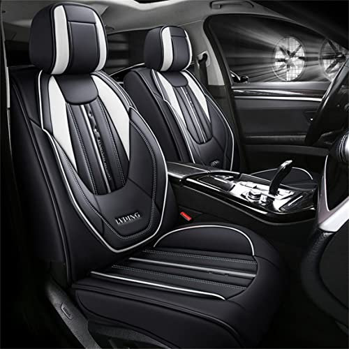 Ruberpig 5-Sitz Auto Sitzbezüge Fit für 3008 Full Set Kissen Leder vorne hinten Sitzschoner rutschfest wasserdicht langlebig Fahrzeug Sitzbezüge(Schwarz Weiß)