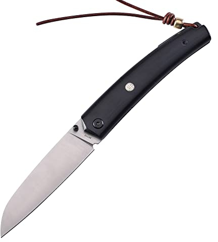 Petrified fish PF719 Couteau Pliant, 3,34 inch 12C27N lame en acier, 2,30 OZ G10 Poignée Poche EDC Couteau Pliant (Black Satin)