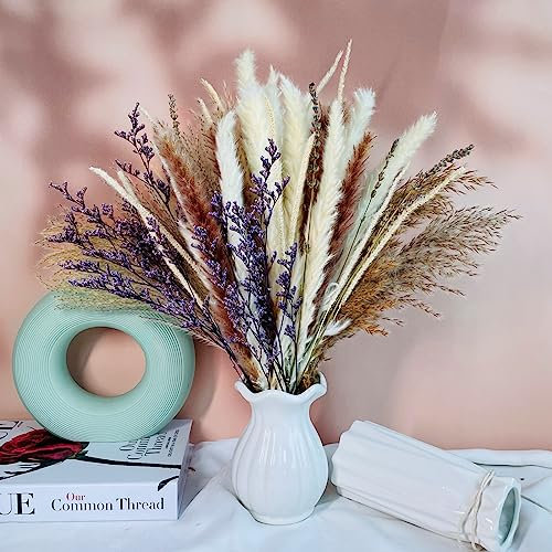 Pampasgras Trockenblumen Deko,83 pcs Natürliche Schilfblume DIY Getrocknet Strauss, Perfekt für Heim Herbst-und Winterdekoration, Boho-Stil Wohnzimmer-Schlafzimmer-und Vasen Deko (LZGSGO-0117)