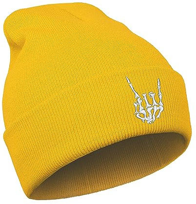 ikenacy Halloween Skull Goth Knit Beanie Hüte für Männer Frauen Cool Emo Gothic Geburtstag Weihnachten Skelett Geschenke Winter, gelb, Einheitsgröße
