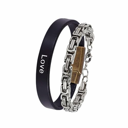 JJDreams Lederarmband Herren Echtleder Armband mit Gravur Königskette Armband 6MM Geschenk Schmuck für Männer