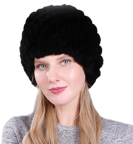 ISAKEN Damen Fellmütze Pelzmütze Faux Fuchs Warm Weich Pelz Mütze Herbst Winter Plüschmütze Eleganter Kunstfell Strickmütze Beanie Mütze Wintermütze Für Frauen Für Zuhause Reisen Skiwandern