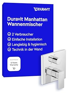 Duravit Manhattan Wannenarmatur Unterputz für 2 Verbraucher, Einhebel-Wannenmischer mit Keramikmischsystem, Chrom