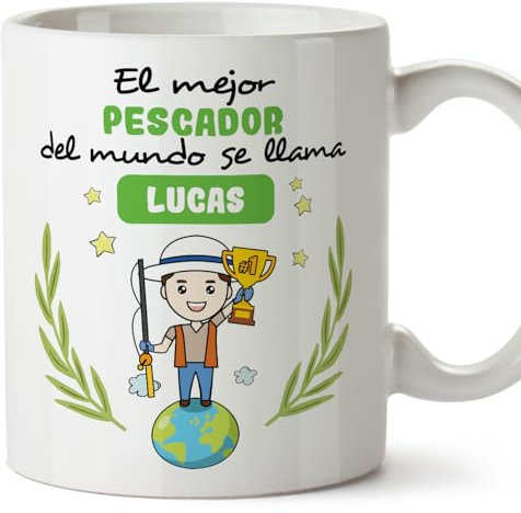 MUGFFINS Tazas Personalizadas para PESCADOR hombre - En Español - Eres Mejor del Mundo - 11 oz / 330 ml - Regalo Personalizable original y divertido