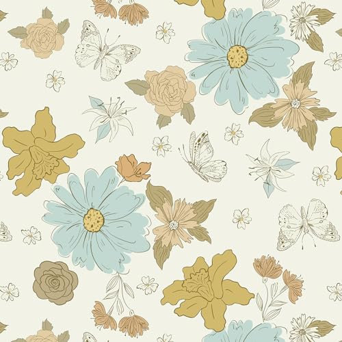 CiCiwind Peel and Stick Wallpaper Beige Floral Contact Paper 41×300cm Thicken Self Adhesive Wallpaper Sticky Back Plastic Waterproof Vinyl Wrap Stick on Wallpaper for Wall Cabinet Furniture Decor