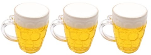 TOPPERFUN 3pcs Beer Decoration Simulation Beer Glass Cake Topper Birthday Baking Decor Imitation Beer Mug Dessert Ornament Oktoberfest Accessories Father's Day Ornaments PVC Yellow