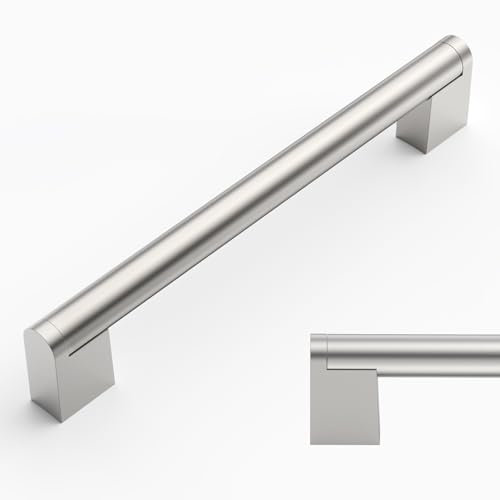 Amerdeco 10 Pack Brushed Satin Nickel Cabinet Pulls 6.3 Inch(160mm) Hole Centers Kitchen Cabinet Handles Cabinet Hardware Cupboard Handles Drawer Pulls AM004