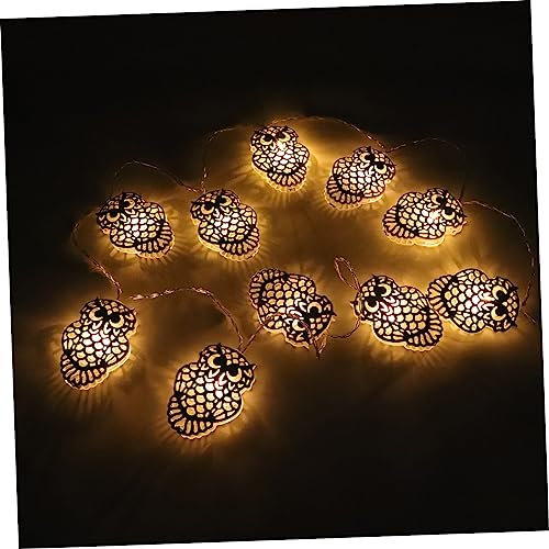 HOMSFOU 3 Sätze Laternenpfahl Dekor fairy lights Eule hängendes Nachtlicht LED-Gartenlicht leichter Riemen warmes Lichtband Lichterketten Beleuchtung schmücken Schmiedeeisen Weiß