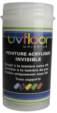 UV FLOOR - Vernice UV invisibile rosso fluo, speciale luce nera e ultra viola, 365 nm, fluida e ultra pigmentata, 100 ml