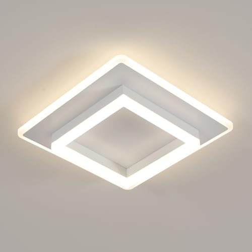 SENQIU LED Deckenleuchte, 30W 3375LM Moderne Deckenbeleuchtung Quadratisch 4500K Neutralweiß, Weiß LED Deckenlampe aus Acryl für Küche Schlafzimmer Wohnzimmer, 30CM