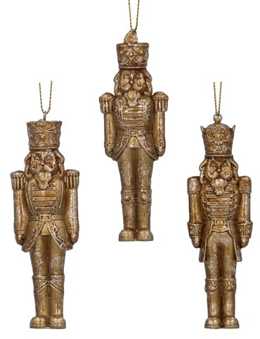 Gold Nutcracker Christmas Tree Decorations - set of 3 Gisela Graham
