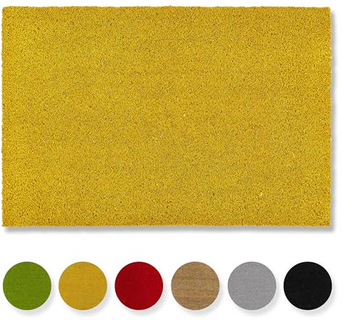 Carpido rutschfeste Kokosmatte - 40 x 60 cm Gelb - nachhaltige Naturfaser für den überdachten Außenbereich - 100% Kokos Fußmatte - Antibakterielle Türmatte
