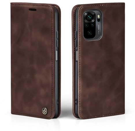 LBH Handyhülle für Xiaomi Redmi Note 8 Pro in Dunkelbraun mit Karten- und Geldfach Smartphone Hülle mit Standfunktion Flip Case Schutzhülle Magnetverschluss Vintage