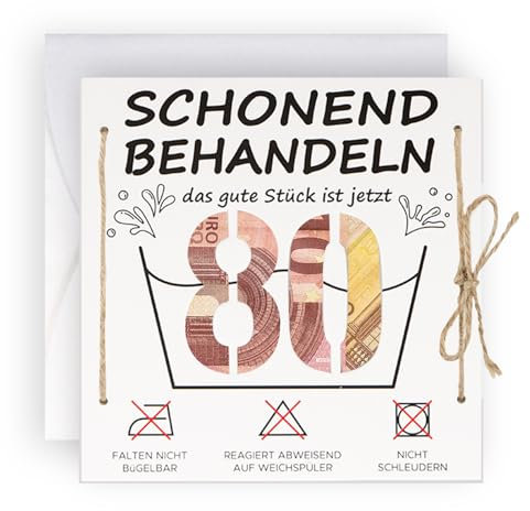 WenmthG Lustige 80. Geburtstagskarte mit Umschlag - Schonend Behandeln 80. Geburtstag - Geldgeschenk 80. Geburtstag - Geschenke zum 80. Geburtstag Frauen & Männer