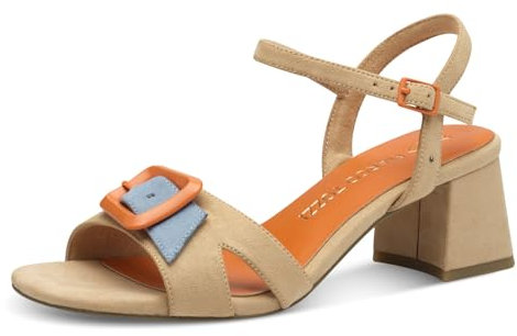 MARCO TOZZI Sandale mit Absatz 2-28387-44, Tacco Donna, Biscuit Comb, 39 EU