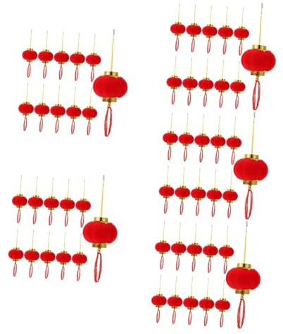 Garneck 5 Sets Festliche Kompakte Rote Laternen Frühlingsfest-Dekorationen Zum Aufhängen Von Bäumen Im Freien 16 Stück * 5
