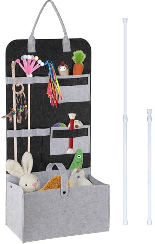 OGANAZI Cat Wand Toy Storage Bag Cat Teaster Wand Hanging Bag Muti-functional Cat Toy Box Basket Cat Stuff, Cat Toy Storage, 40 * 20 * 80cm