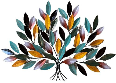 NELUHA Tableau mural en métal - Arbre de vie - Multicolore - 40 cm