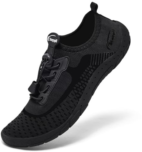Steppli Water Shoes Beach Swim Pool Sea Surf Quick-Dry Breathable Weitsuit Shoes for Men Women Black EU42=UK8.5