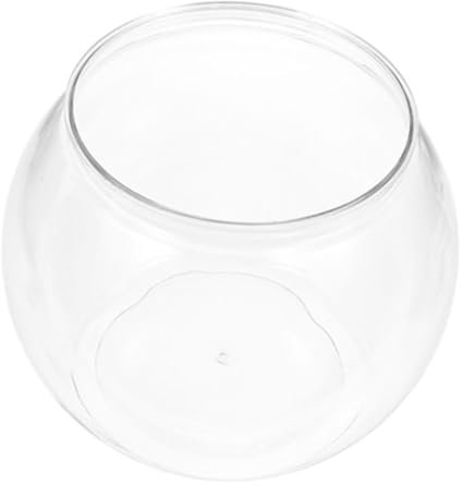 DRESSOOS Bocal à Poisson Rouge Transparent en Plastique Incassable Petit Bol Rond pour Poissons Rouges et Tortues Vase Hydroponique pour Plantes Aquatiques Décoration de Salon Bureau Aquarium de Table