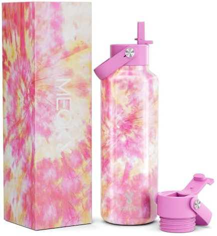 Meoky Metal Water Bottle for Women: 532ml Stainless Steel Insulated Thermos Bottle - Keeps 24 Hours Cold & 12 Hours Hot for Home Office Sports - Girlfriend Wife Mom, Sakura