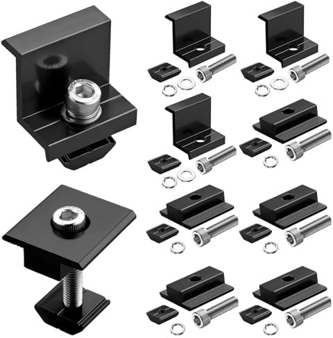 GETLITOOL 10x Solarmodul Klemmen 40mm, Schwarz 6x Mittelklemme 4x Endklemme Schiene Befestigungen zur Montage 4 Module, Aluminium Solarpanel Halterung Solar Klemme für Gerahmte Solarmodul(40mm)