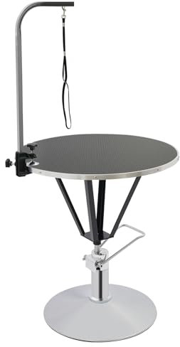 Hydraulisch anhebbarer Tierpflegetisch, stabil und wasserdicht, 70cm Schertisch für Hund und Katze, Trimmtisch hydraulisch, Verstellbarer Hohe, ideal für Tierpfleger (Schwarz)