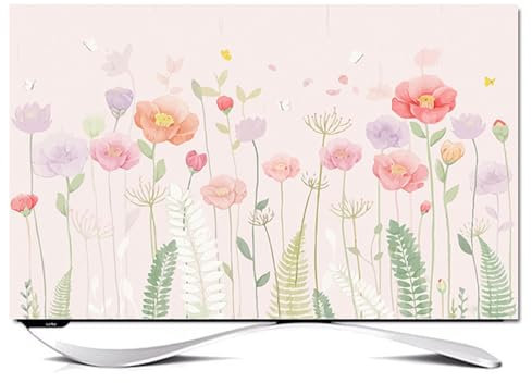 HSTANGKY Outdoor TV Cover 32-80 Inch Premium Polyester Dustproof Protector with Elastic Edges & Air Vents Universal Fit for Living Room LCD/LED TVs-flower||49-52inch