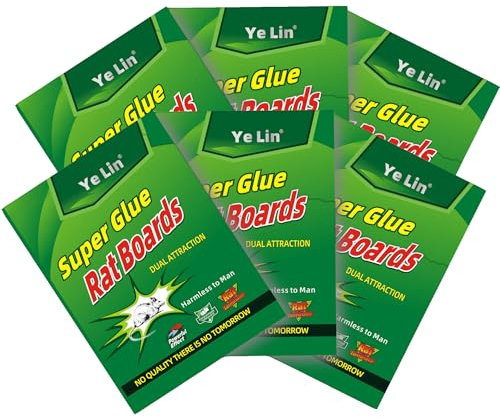 Rocky Green Trappole adesive per topi ultra resistenti, confezione da 6, ad alta tenuta, per interni ed esterni, 32 x 21 cm, monouso