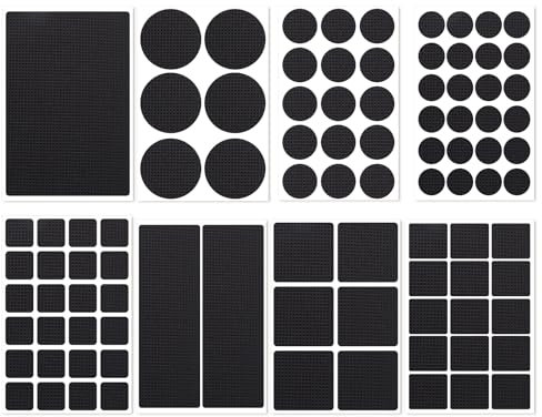 Lot de 93 patins en caoutchouc autocollants antidérapants pour meubles et appareils - Rond, carré, rectangulaire (noir)