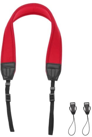 PATIKIL Camera Strap, Neoprene Adjustable Camera Neck Strap Digital Camera Shoulder Belt with Buckle for Nikon Video Camcorder Monocular Photographers, Red