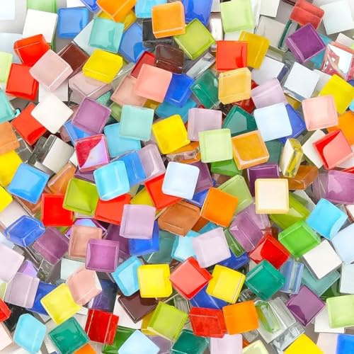 500g Mosaikfliesen (1x1 cm, ca. 550 Stück) Mosaiksteine zum Basteln, Mini Mosaik für Innen und Außenbereich, Badezimmer, Küche, Heimdekoration, Mix Color