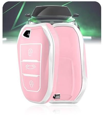 LELNOOS Coque Cle Silicone pour Peugeot 208 308 508 2008 3008 5008 GT SW | Ajustement Serré, Protection Antichoc, Pas de Blocage Signal, Compatible avec Citroen C3 C4 C5 Picasso Aircross Cactus DS3