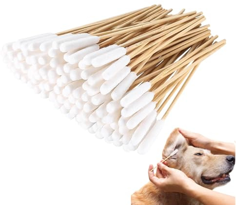 Large Cotton Buds for Cat Dog,200 pcs Animal Ear Cleaner Cotton Swab | 6 Inch+5 Inch Ear Cleaner for Dogs Ear Cleaning Sticks Ear Buds Cotton Swabs for Cat Dog Ear Wax Removal Remover Itchy