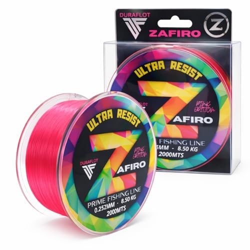 DURAFLOT Zaffiro rosa (rosa fluoro) — Filo da pesca monofilamento (nylon) — 1000/2000 m — 0,18/0,20/0,25/0,30/0,35/0,40/0,45/0,50 mm — Bassa memoria e alta abrasione (0,40 mm |