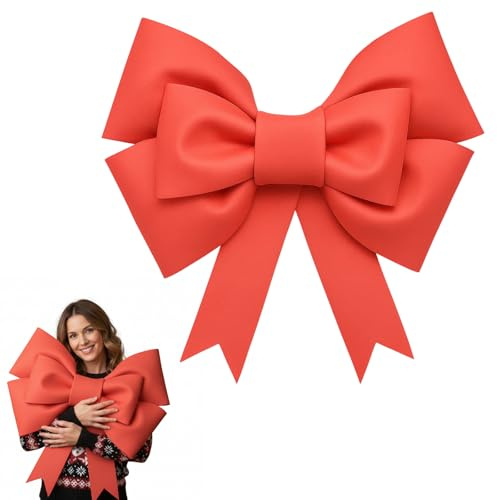 Große Schleife, 50cm x 60cm DIY Rote Geschenkschleife Groß, Weihnachten Geschenke, Rote Schleife Autoschleife Geschenkschleife, Für Hochzeit Valentinstag Auto Weihnachten Deko, Selbst Zusammengebaut