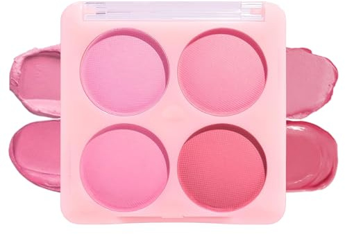 Radiella 4 Colori Palette Opaca Blush Rosa, Fard in Polvere Rosa per Donne, Duraturo Blush in Polvere, Effetto Naturale Cosmetici per il Viso, Guance, 7g di Peso