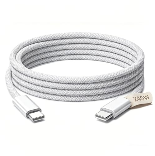 HEITCING 240W USB C to USB C Cable,USBC Charge Cable 2m (6ft), Fast Charging Cable for MacBook Pro/Air, iPad Pro 12.9/11 (10th), iPad Air 5th/4th, iPad Mini 7th/6th, iPhone 17/16/15/Samsung Galaxy