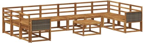 vidaXL Outdoor-Sofagarnitur 11 pcs Natur Massivholz Akazie, Akazienholz Sofa, modernes Garten-Sofa, wetterfestes Sitzmöbel, Flexibles Möbelstück für den Hinterhof