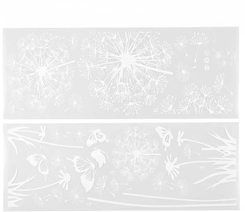 Weiße Pusteblumen Wandtattoo, wasserfest, für Küche Bad, 2er Set 30x90cm