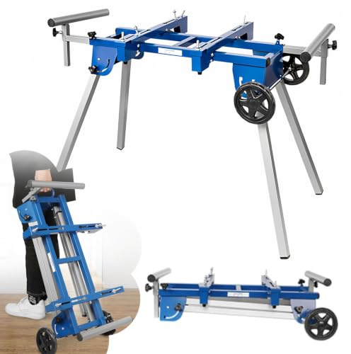 Portable Miter Saw Stand with Wheels, Adjustable Table Saws Tools Mounting Brackets for Woodworking Shop/DIY Projects/Garage Workshop