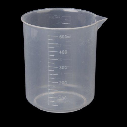 Vaso de precipitados de plástico, transparente, graduado - 500 ml - Vaso de precipitados para laboratorio, ideal para mezclar, analizar y transportar líquidos de forma segura