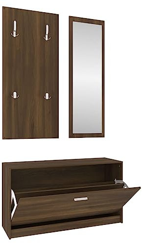 vidaXL Flurmöbel Set 3-TLG. Garderobenset Garderobe Kompaktgarderobe Dielenmöbel Flureinrichtung Flurgarderobe Braun Eichen-Optik Holzwerkstoff