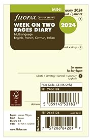 Filofax Mini Woche auf zwei Seiten 4 Sprachen Baumwolle Creme 2024 Terminplaner
