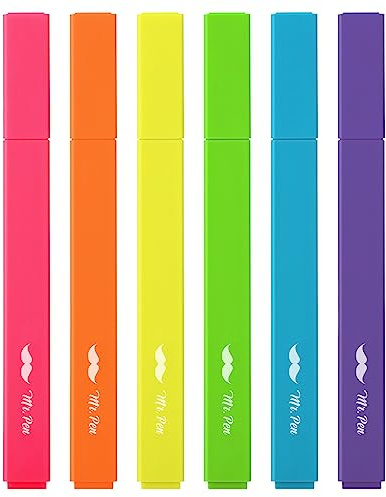 Mr. Pen Ästhetische Textmarker, Keilspitze, lebendige Farben, verschiedene Farben, kein Verlaufen, niedliche Textmarker und Stifte für Bibelseiten, fluoreszierender Textmarker, 6 Stück